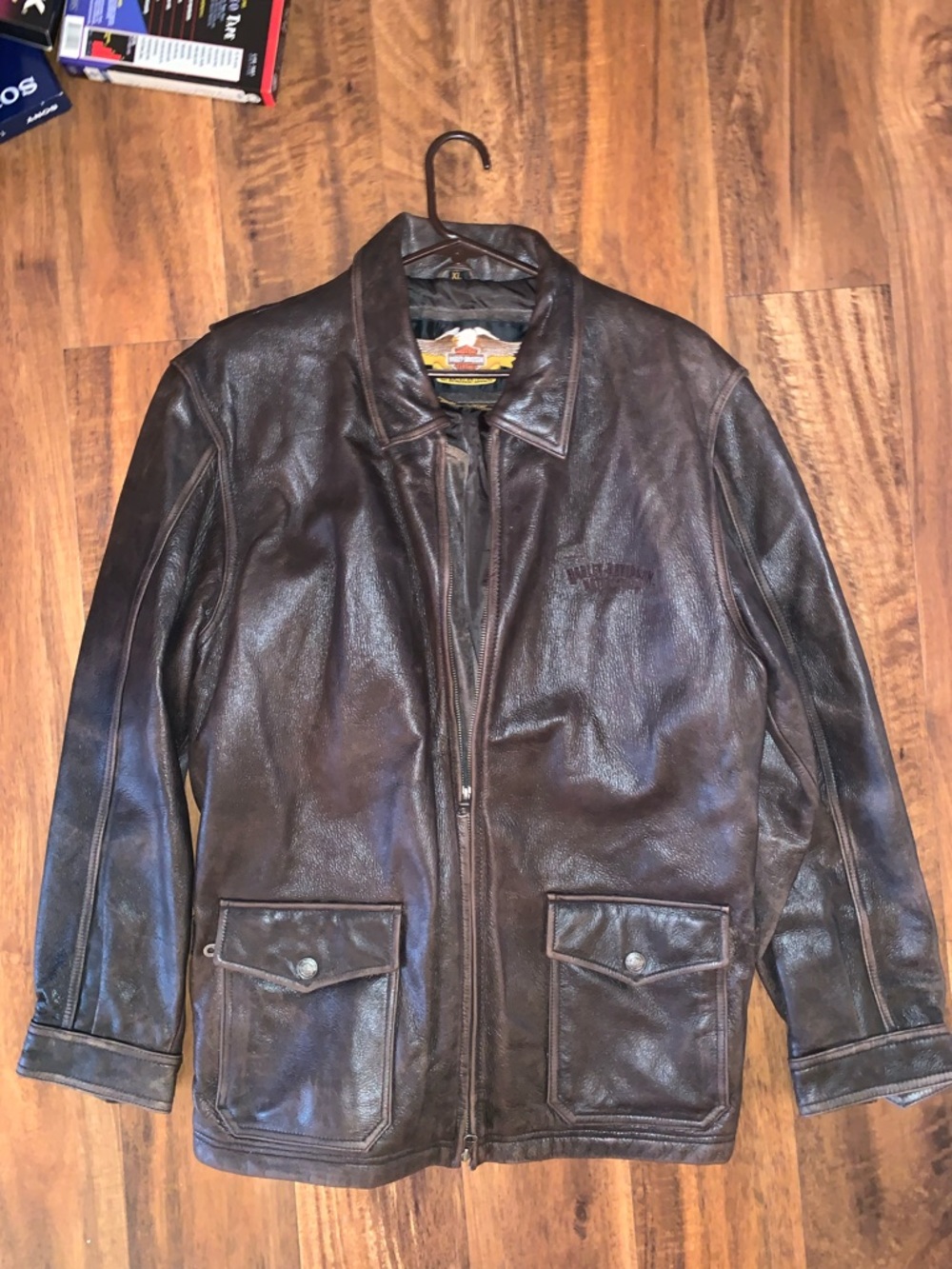 Rare Vintage Authentic Harley Davidson h.o.g  - Brown Leather Biker Jacket XL
